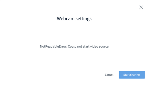 NotReadableError: Failed to allocate videosource